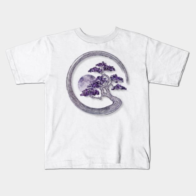 Enso Zen Circle Amethyst Bonsai Tree Kids T-Shirt by Nartissima